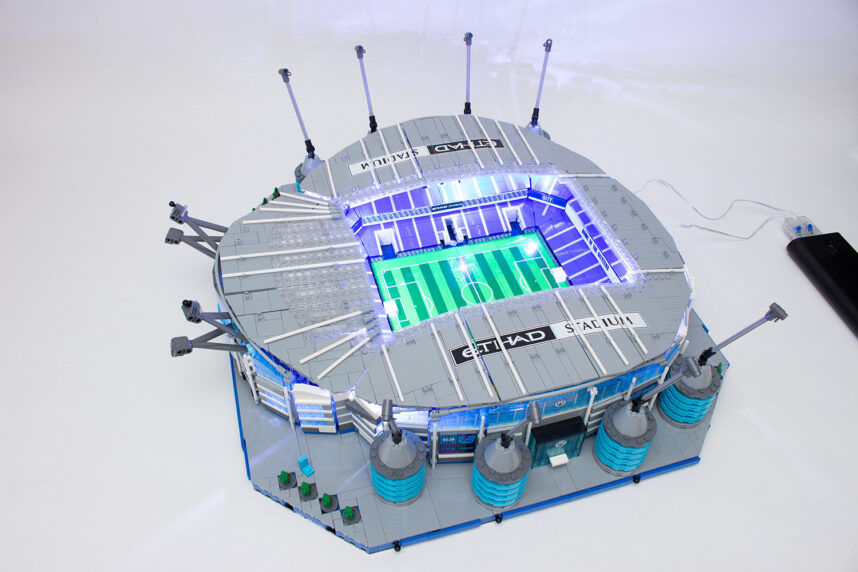 Das beleuchtete Stadion